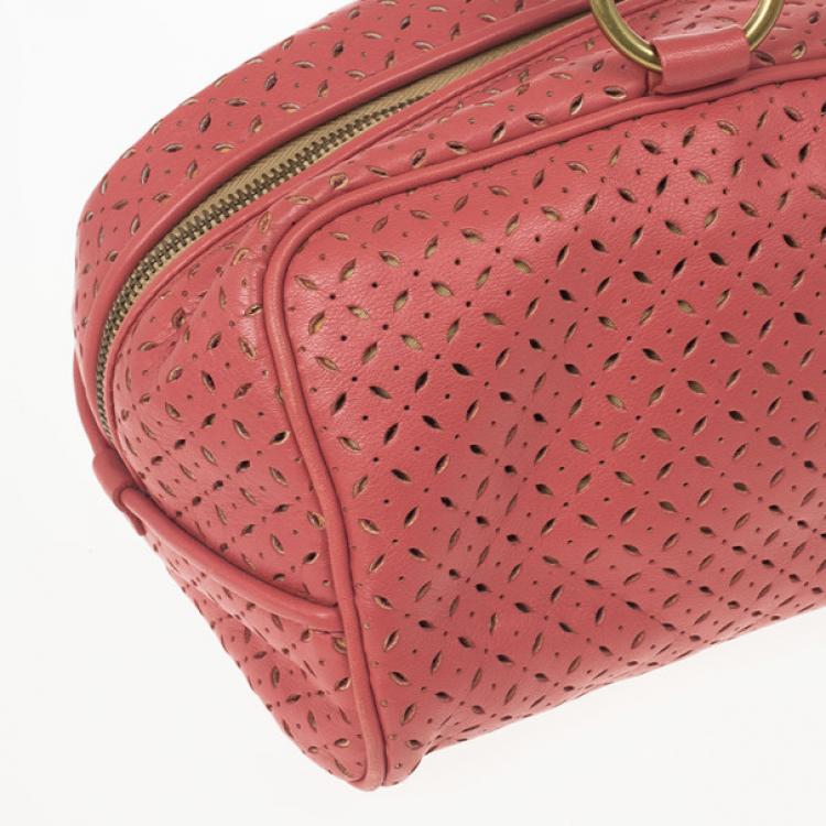 Pre Owned Miu Miu Pink Perforated Boston Bag