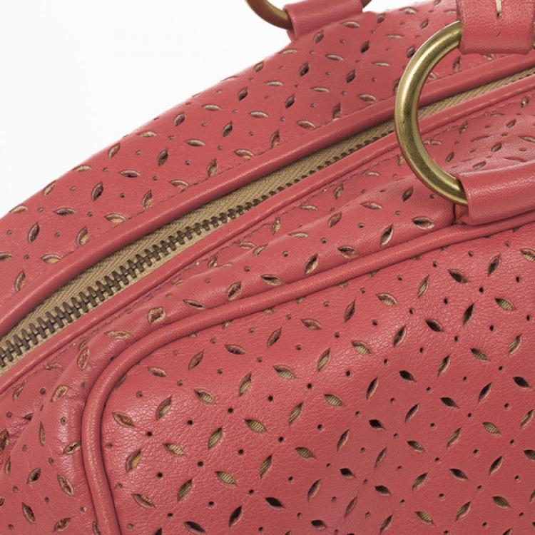 Pre Owned Miu Miu Pink Perforated Boston Bag