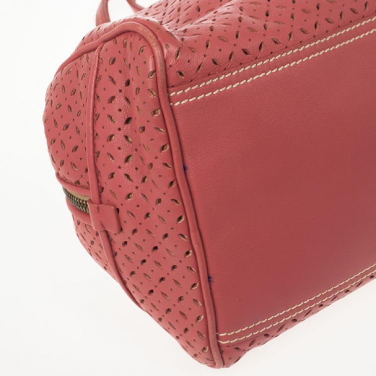 Pre Owned Miu Miu Pink Perforated Boston Bag
