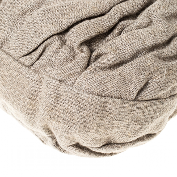 Pre Owned Miu Miu Beige/Gold Matelasse Fabric and Leather Coffer Hobo