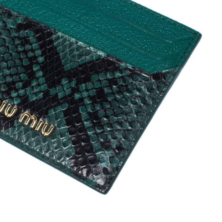 Pre Owned Miu Miu Green/Holder Python and Leather Card Holder