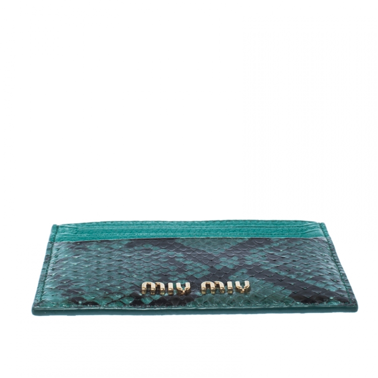Pre Owned Miu Miu Green/Holder Python and Leather Card Holder