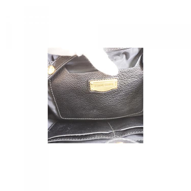 Pre Owned Miu Miu Black Leather Two Way Satchel
