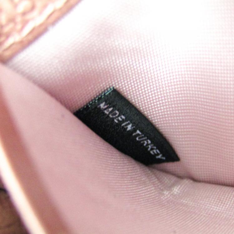 Pre Owned Miu Miu Pink Matelasse Leather Card Case