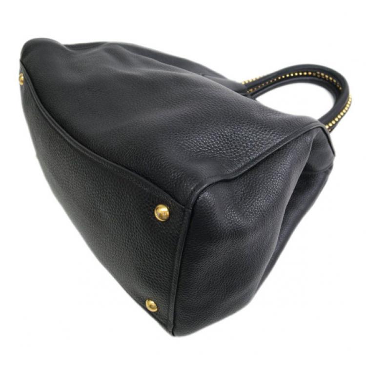 Pre Owned Miu Miu Black Leather Boston Bag