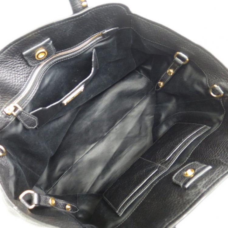 Pre Owned Miu Miu Black Leather Boston Bag