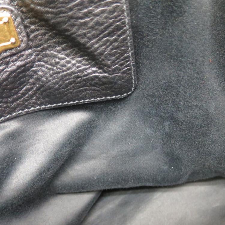Pre Owned Miu Miu Black Leather Boston Bag
