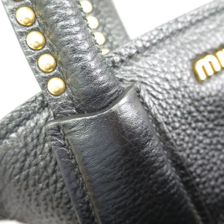 Pre Owned Miu Miu Black Leather Boston Bag
