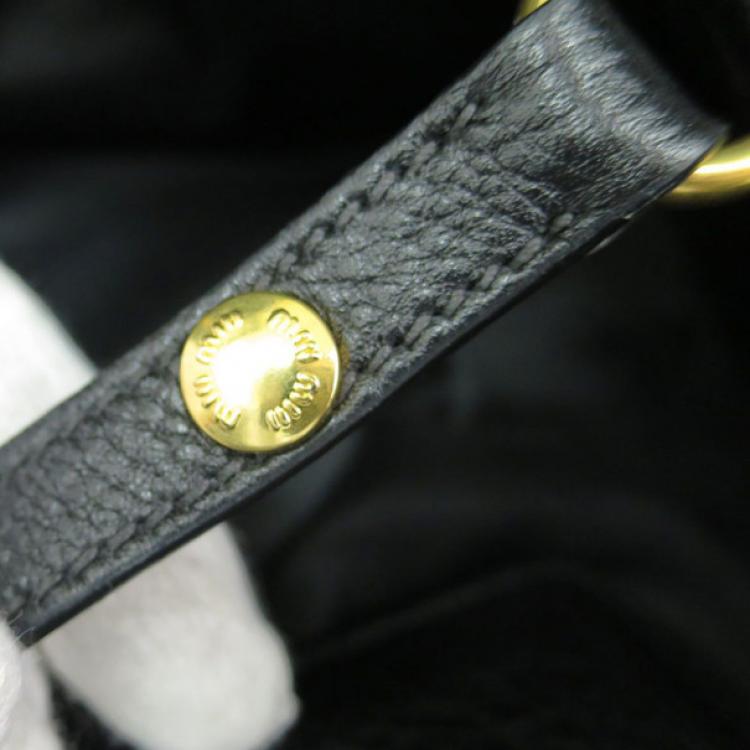 Pre Owned Miu Miu Black Leather Boston Bag