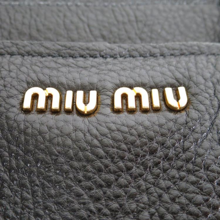 Pre Owned Miu Miu Black Leather Boston Bag