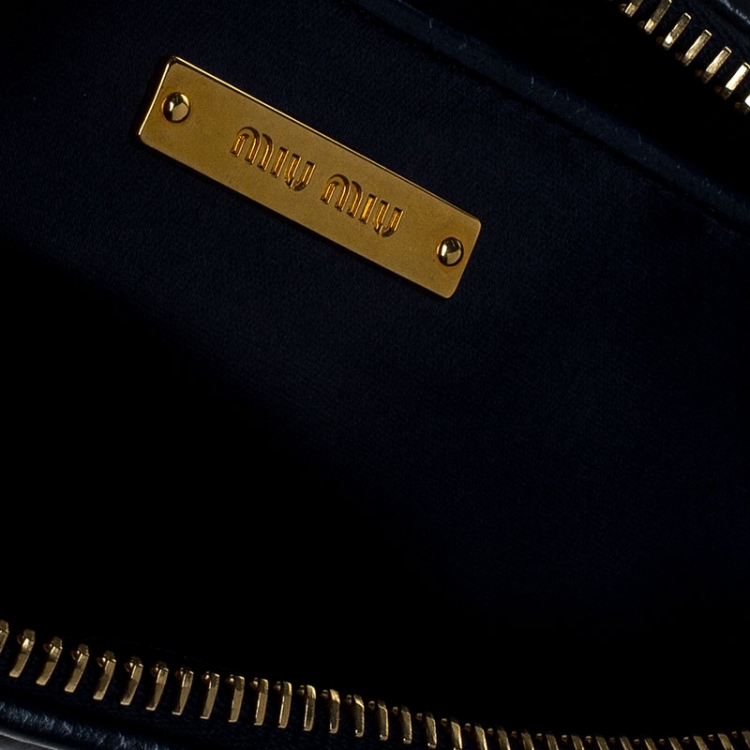 Pre Owned  Miu Miu Blue Quilted Leather Clutch