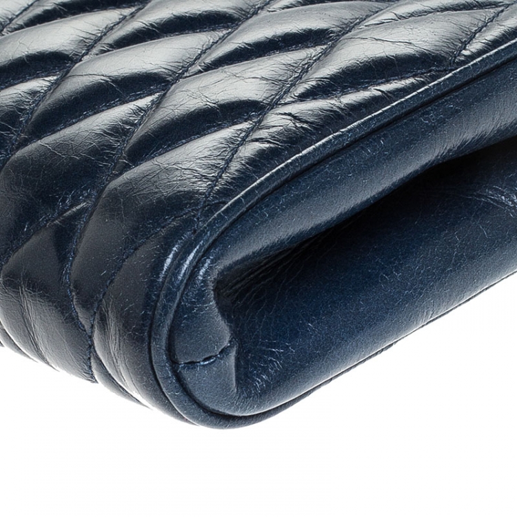 Pre Owned  Miu Miu Blue Quilted Leather Clutch