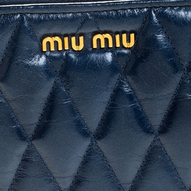 Pre Owned  Miu Miu Blue Quilted Leather Clutch