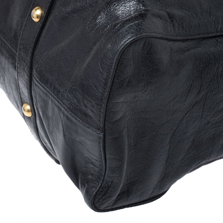 Pre Owned Miu Miu Black Lux Leather Vitello Satchel