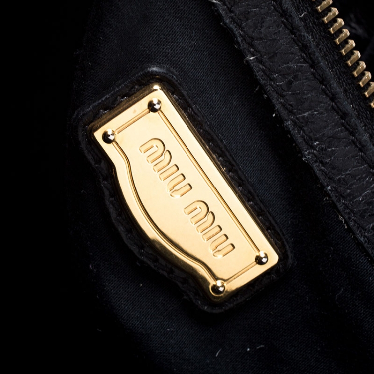 Pre Owned Miu Miu Black Lux Leather Vitello Satchel