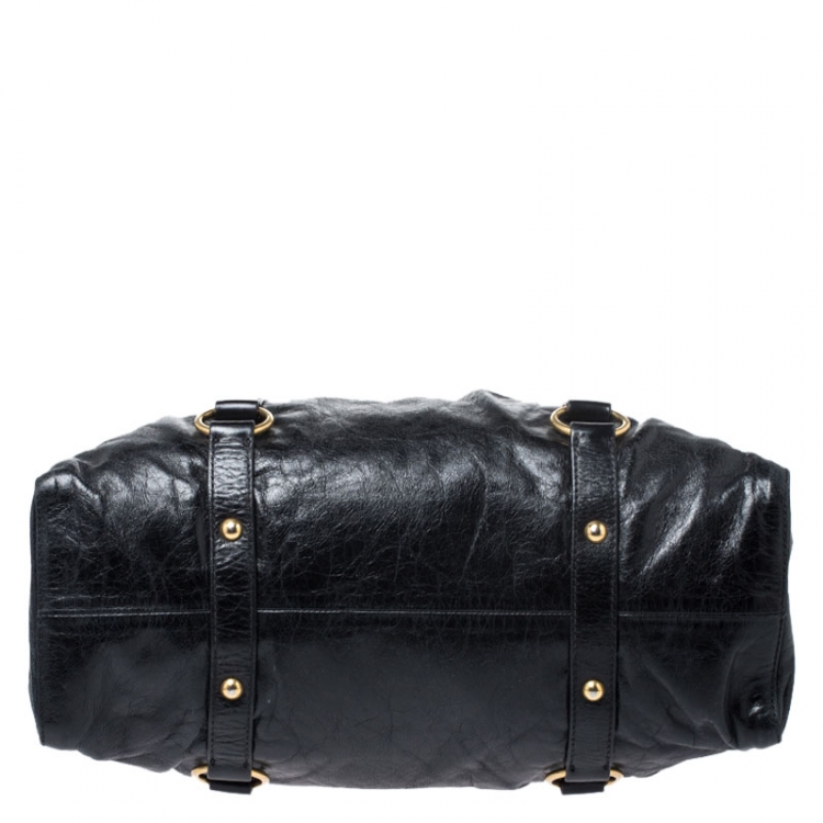 Pre Owned Miu Miu Black Lux Leather Vitello Satchel