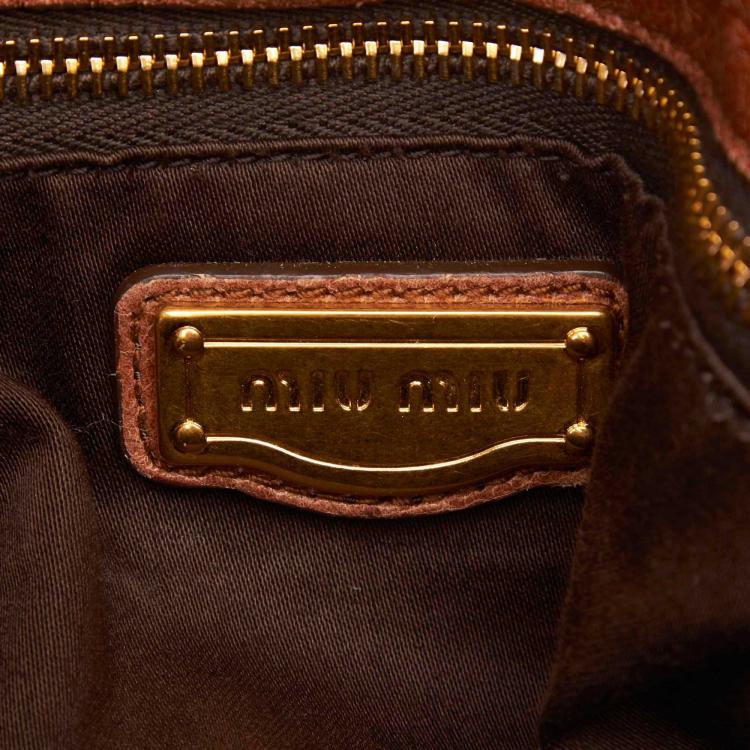 Pre Owned Miu Miu Brown Vitello Lux Leather Bow Bag
