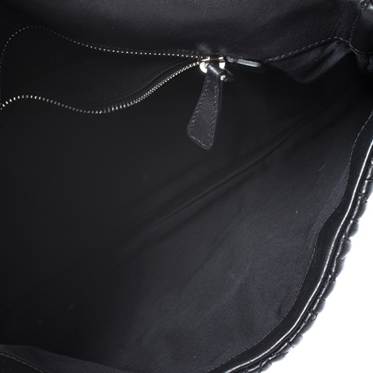 Pre Owned Miu Miu Black Matelasse Nappa Leather Crystal Shoulder Bag