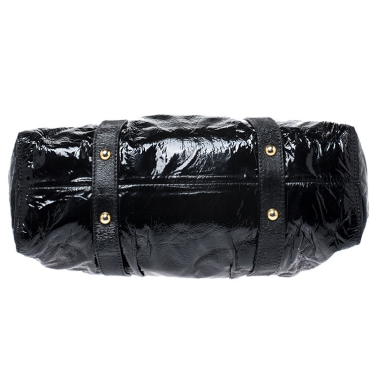 Pre Owned Miu Miu Black Matelasse Patent Leather Tote