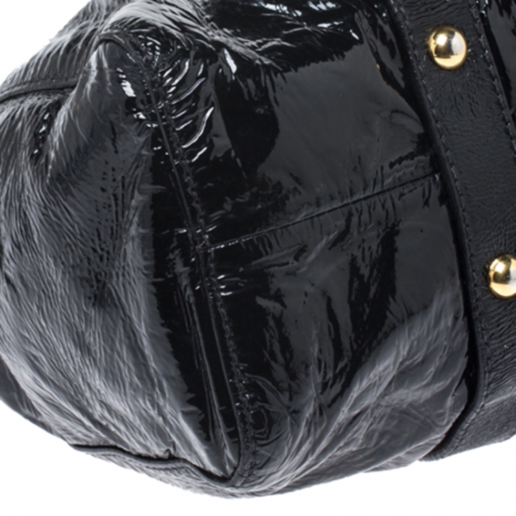 Pre Owned Miu Miu Black Matelasse Patent Leather Tote