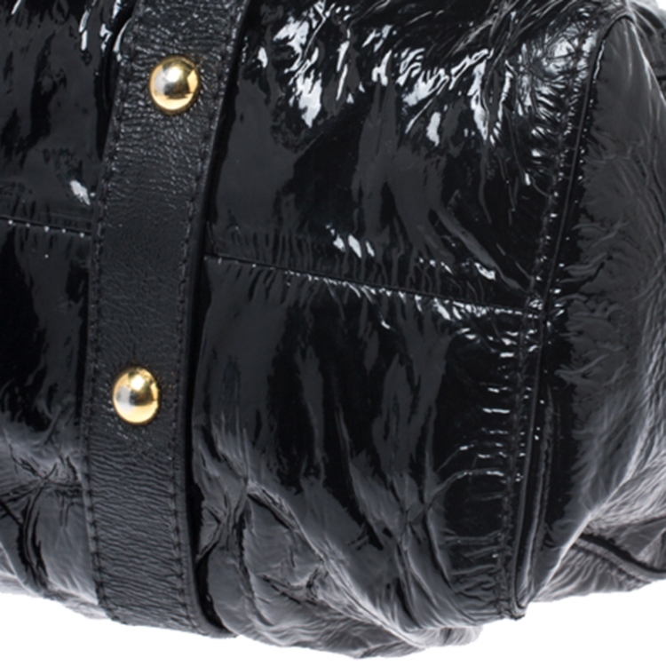 Pre Owned Miu Miu Black Matelasse Patent Leather Tote
