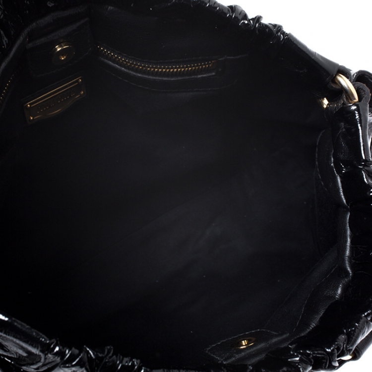 Pre Owned Miu Miu Black Matelasse Patent Leather Tote