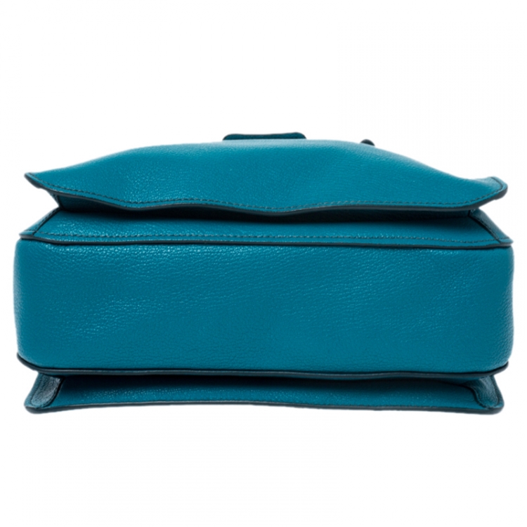 Pre Owned Miu Miu Blue Leather Madras Top Handle Bag