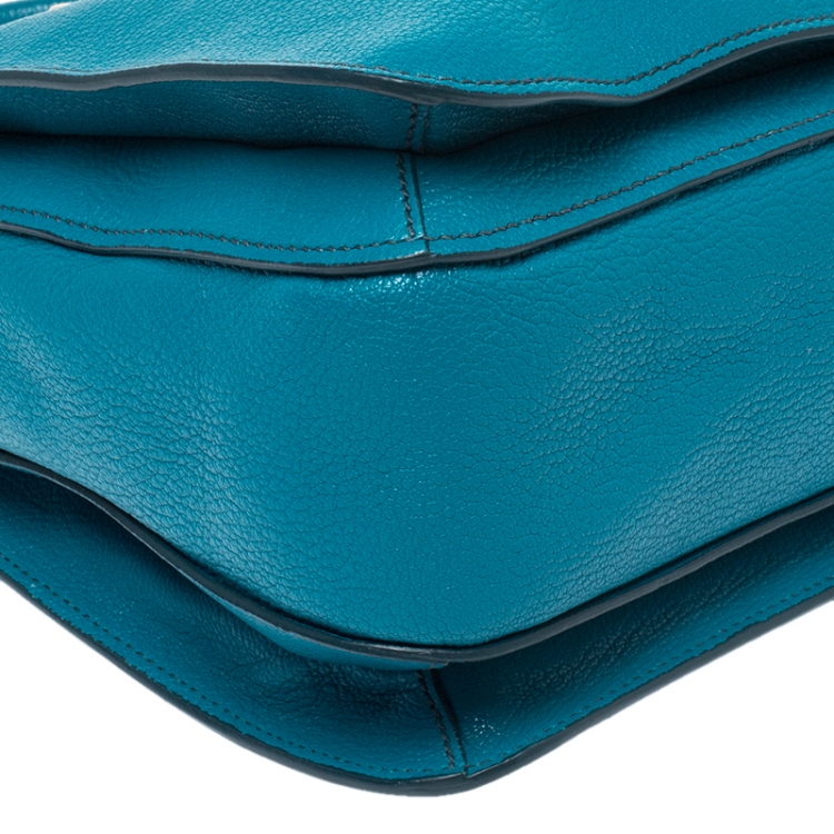 Pre Owned Miu Miu Blue Leather Madras Top Handle Bag