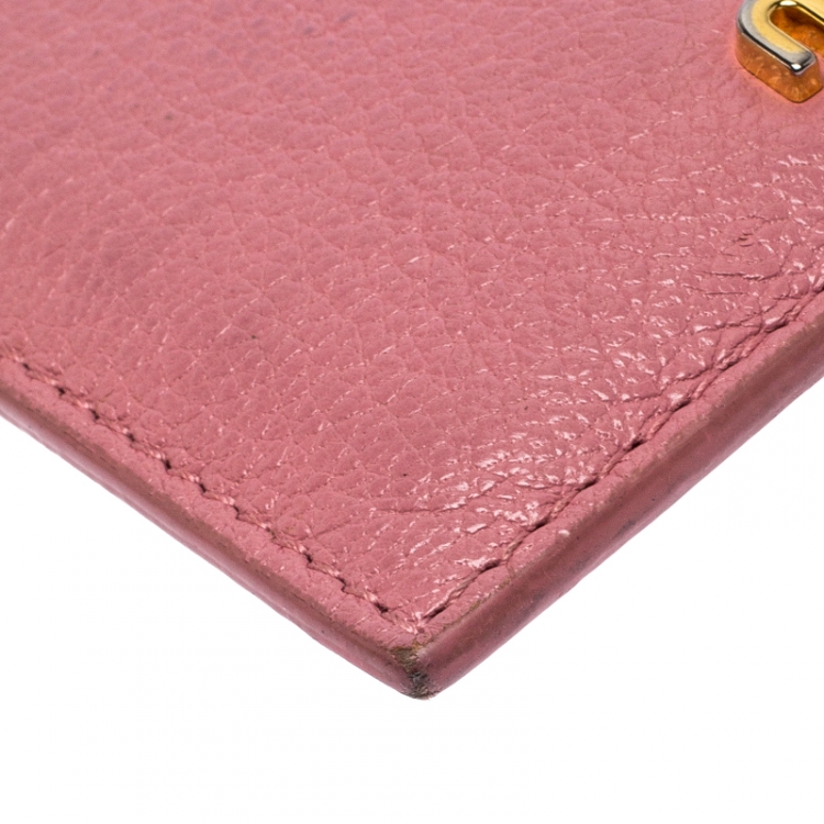 Pre Owned Miu Miu Pink Leather Card Holder