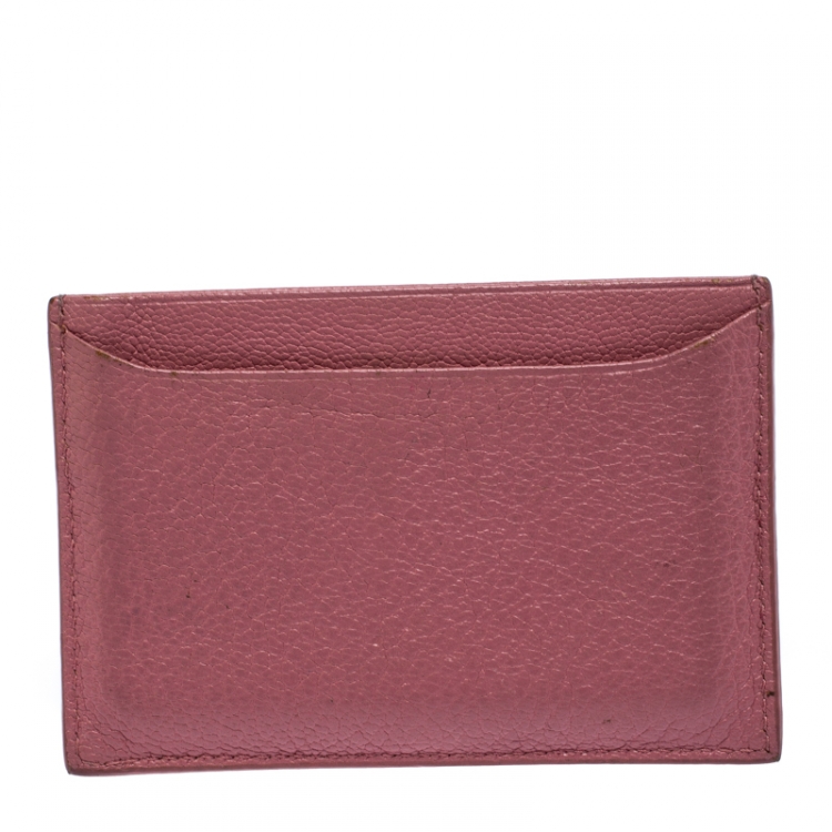 Pre Owned Miu Miu Pink Leather Card Holder