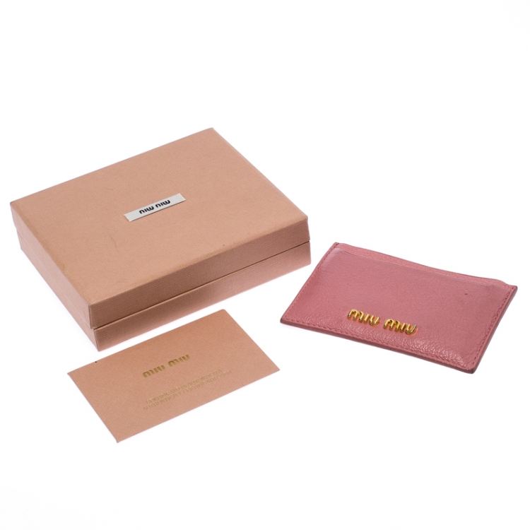 Pre Owned Miu Miu Pink Leather Card Holder