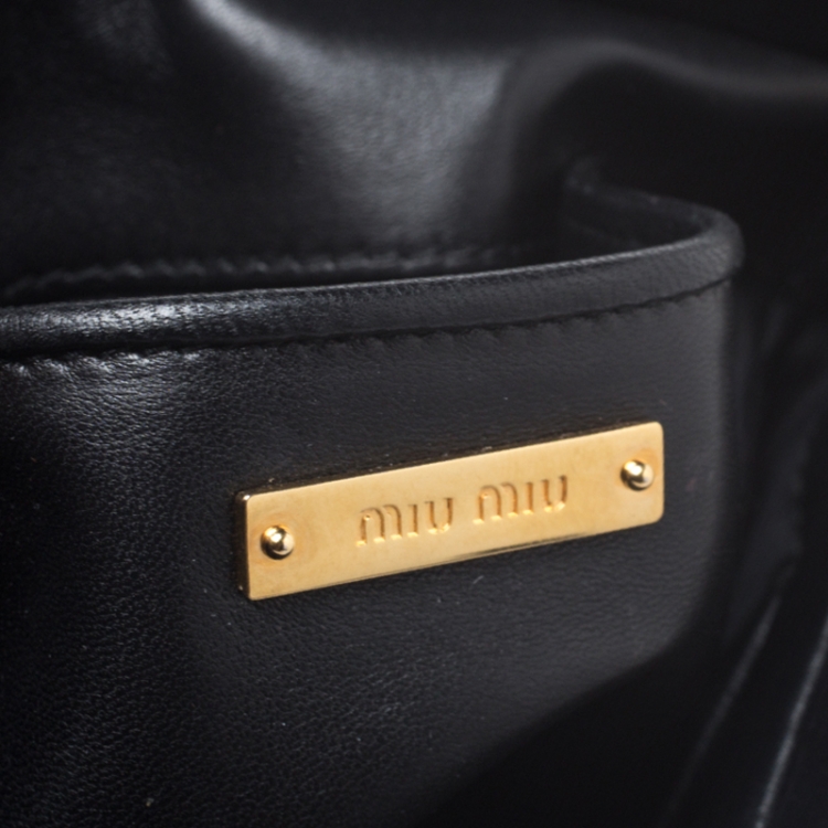 Pre Owned Miu Miu Balck Matelasse Leather Strap Clutch