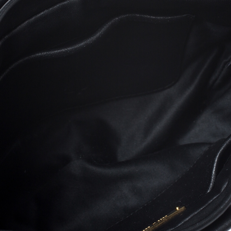 Pre Owned Miu Miu Balck Matelasse Leather Strap Clutch