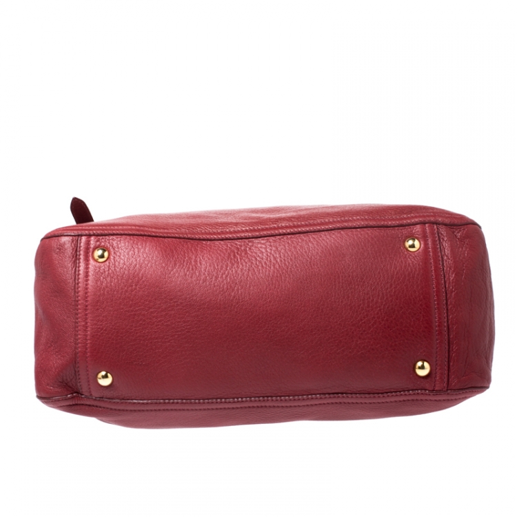 Pre Owned Miu Miu Red Leather East/West Top Handle Shoulder Bag 