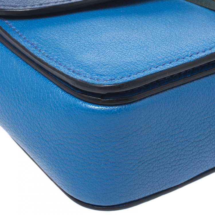 Pre Owned Miu Miu Blue Leather Madras Crossbody Bag