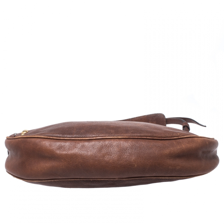 Pre Owned Miu Miu Brown Leather Studded Hobo