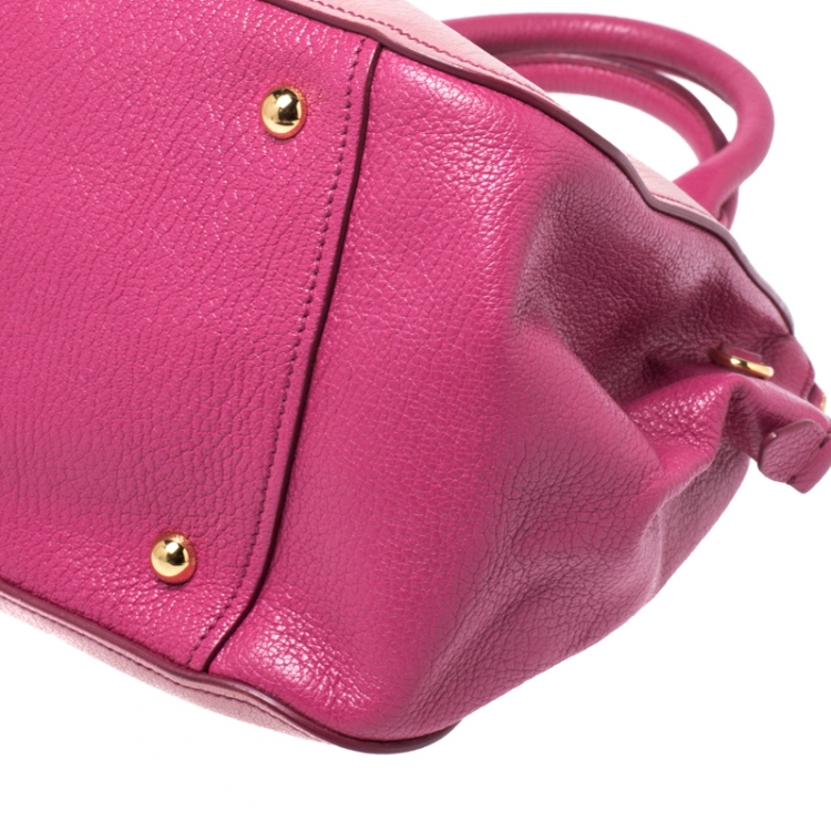 Pre Owned Miu Miu Pink/Magenta Leather Zip Satchel