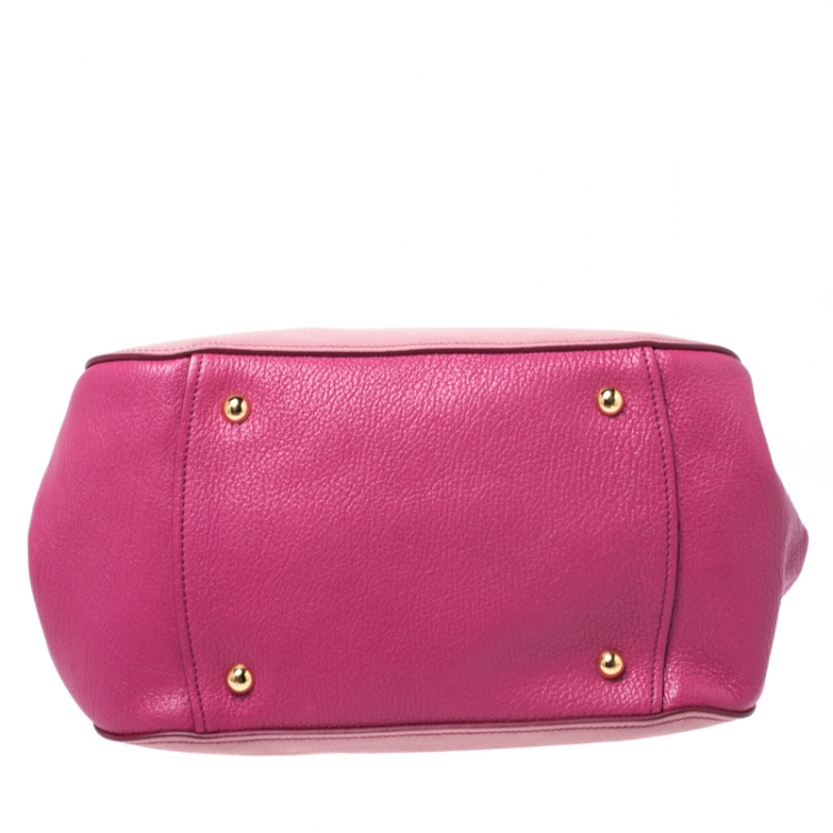 Pre Owned Miu Miu Pink/Magenta Leather Zip Satchel