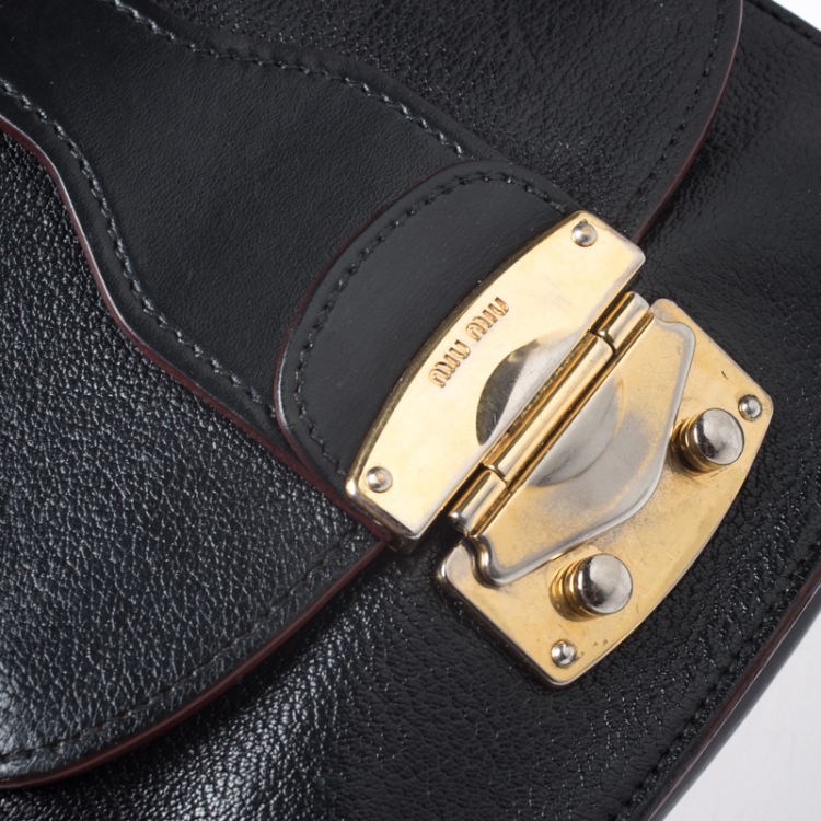 Pre Owned Miu Miu Black Leather Chain Shoulder Bag