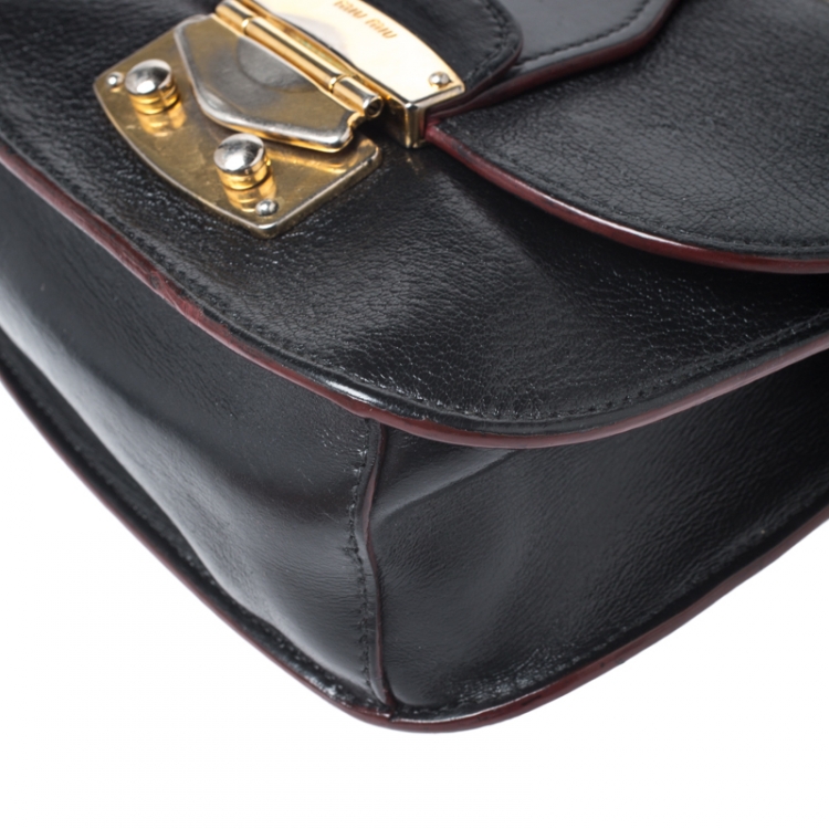 Pre Owned Miu Miu Black Leather Chain Shoulder Bag