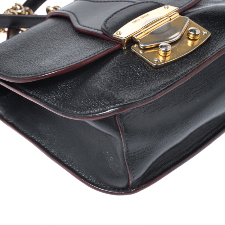 Pre Owned Miu Miu Black Leather Chain Shoulder Bag