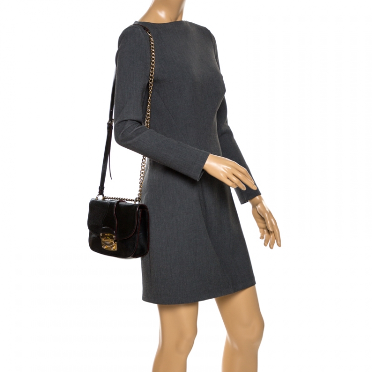 Pre Owned Miu Miu Black Leather Chain Shoulder Bag