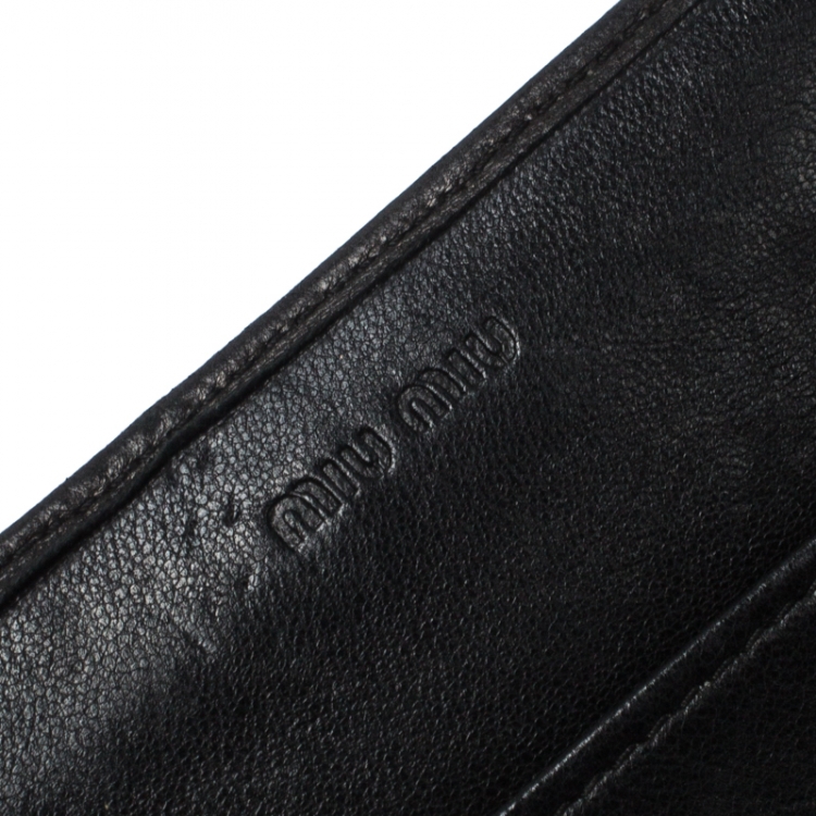 Pre Owned Miu Miu Black/Blue Nappa Matelasse Leather Biker Flap Wallet