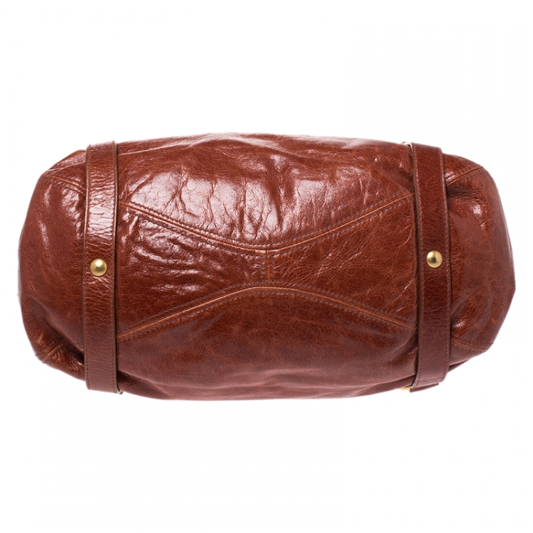 Pre Owned Miu Miu Copper Vitello Lux Leather Hobo