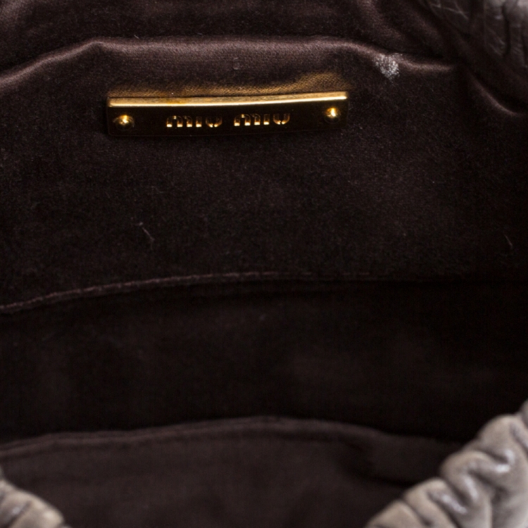 Pre Owned Miu Miu Grey Matelasse Leather Shoulder Bag