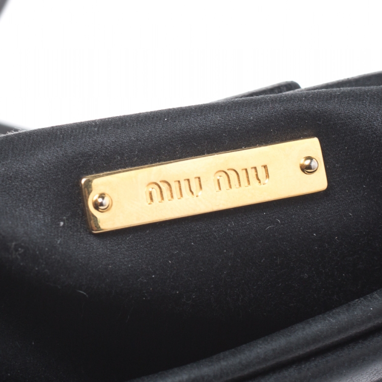 Pre Owned Miu Miu Black Matelasse Leather Crossbody Bag