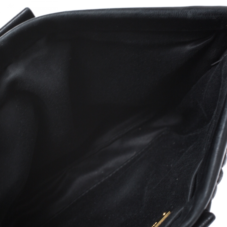 Pre Owned Miu Miu Black Matelasse Leather Crossbody Bag