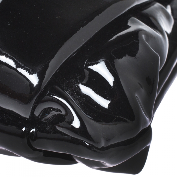 Pre Owned Miu Miu Black Patent Leather Crystal Embellished Clutch