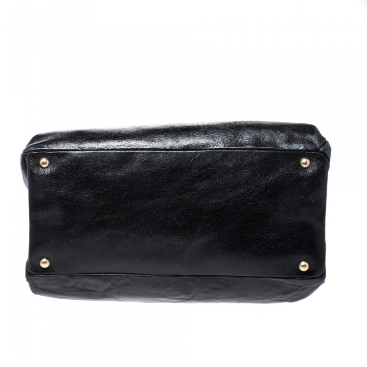 Pre Owned Miu Miu Black Glossy Leather Top Handle Bag