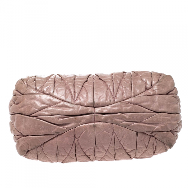 Pre Owned Miu Miu Pink Matelasse Leather Satchel